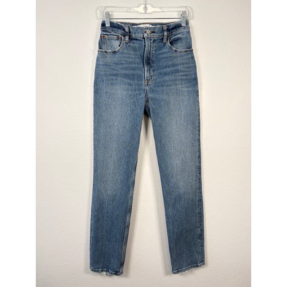 Abercrombie & Fitch Blue Whiskered Worn In 90s Straight Ultra High Rise Jeans